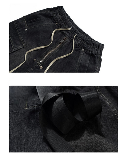 Streetwear Washed Raw Edge Cargo Baggy Jorts