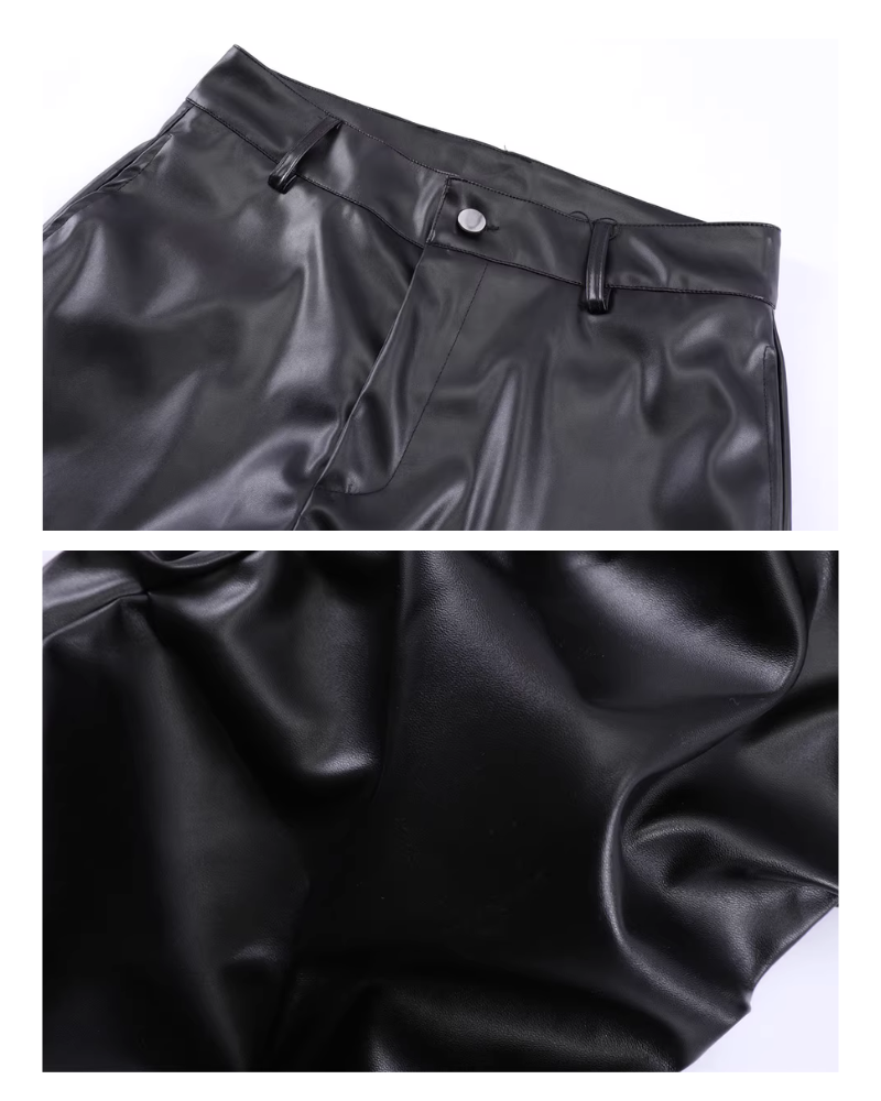 Opium Style Streetwear Y2K Aesthetic Pleated PU Pants