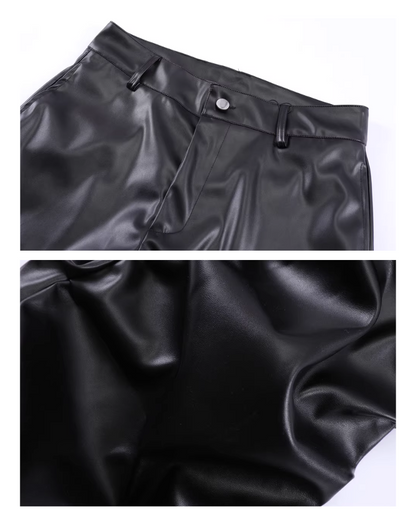 Opium Style Streetwear Y2K Aesthetic Pleated PU Pants