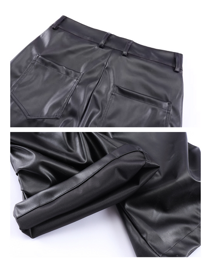 Opium Style Streetwear Y2K Aesthetic Pleated PU Pants