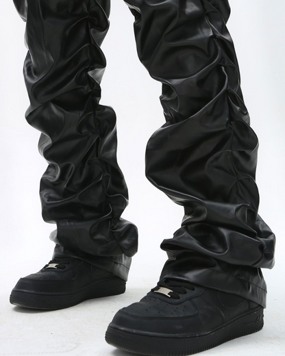 Opium Style Streetwear Y2K Aesthetic Pleated PU Pants