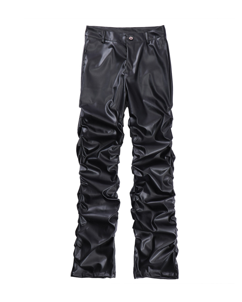 Opium Style Streetwear Y2K Aesthetic Pleated PU Pants