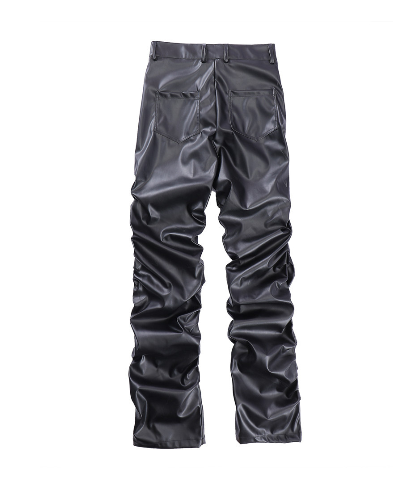 Opium Style Streetwear Y2K Aesthetic Pleated PU Pants