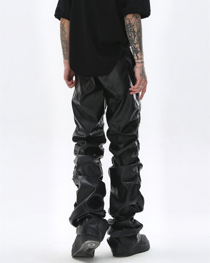 Opium Style Streetwear Y2K Aesthetic Pleated PU Pants