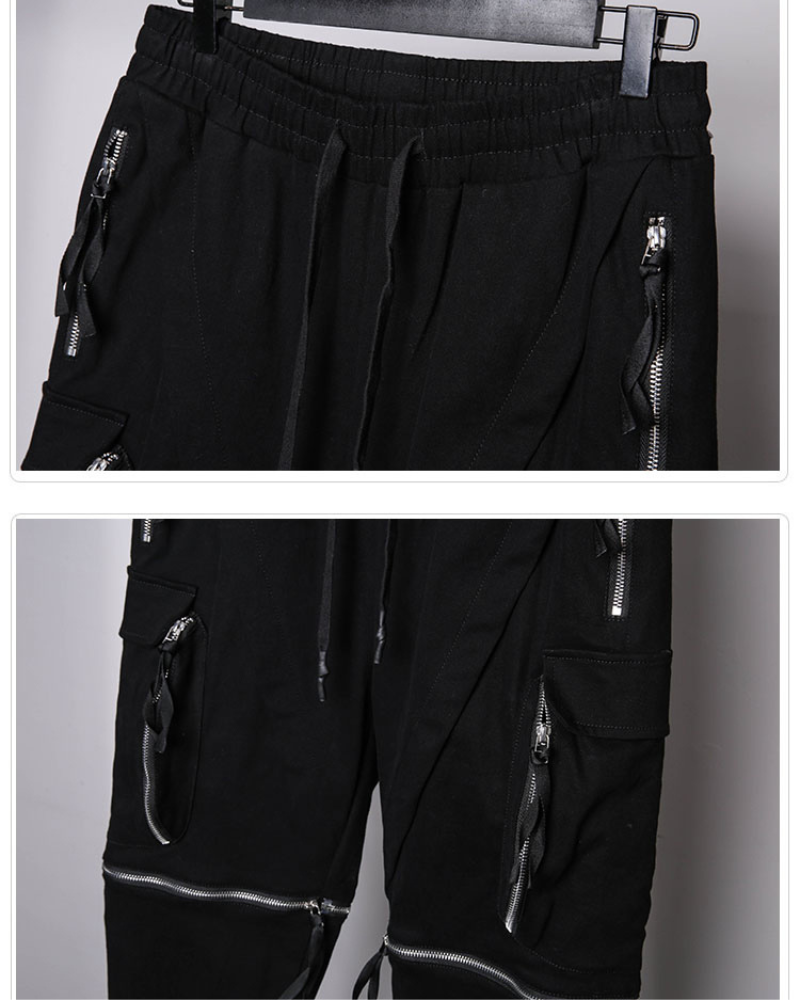 Streetwear Zipper Knee Cutout Cargo Pants