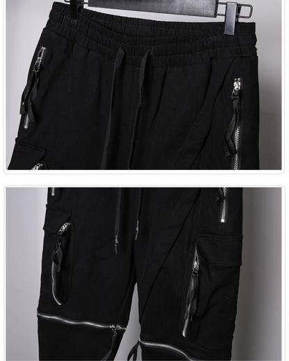 Streetwear Zipper Knee Cutout Cargo Pants