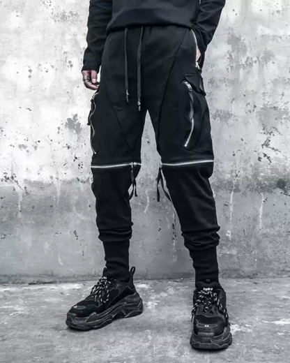 Streetwear Zipper Knee Cutout Cargo Pants