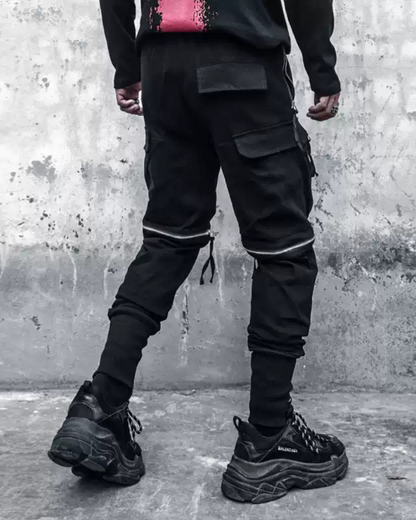 Streetwear Zipper Knee Cutout Cargo Pants