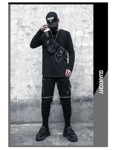 Streetwear Zipper Knee Cutout Cargo Pants