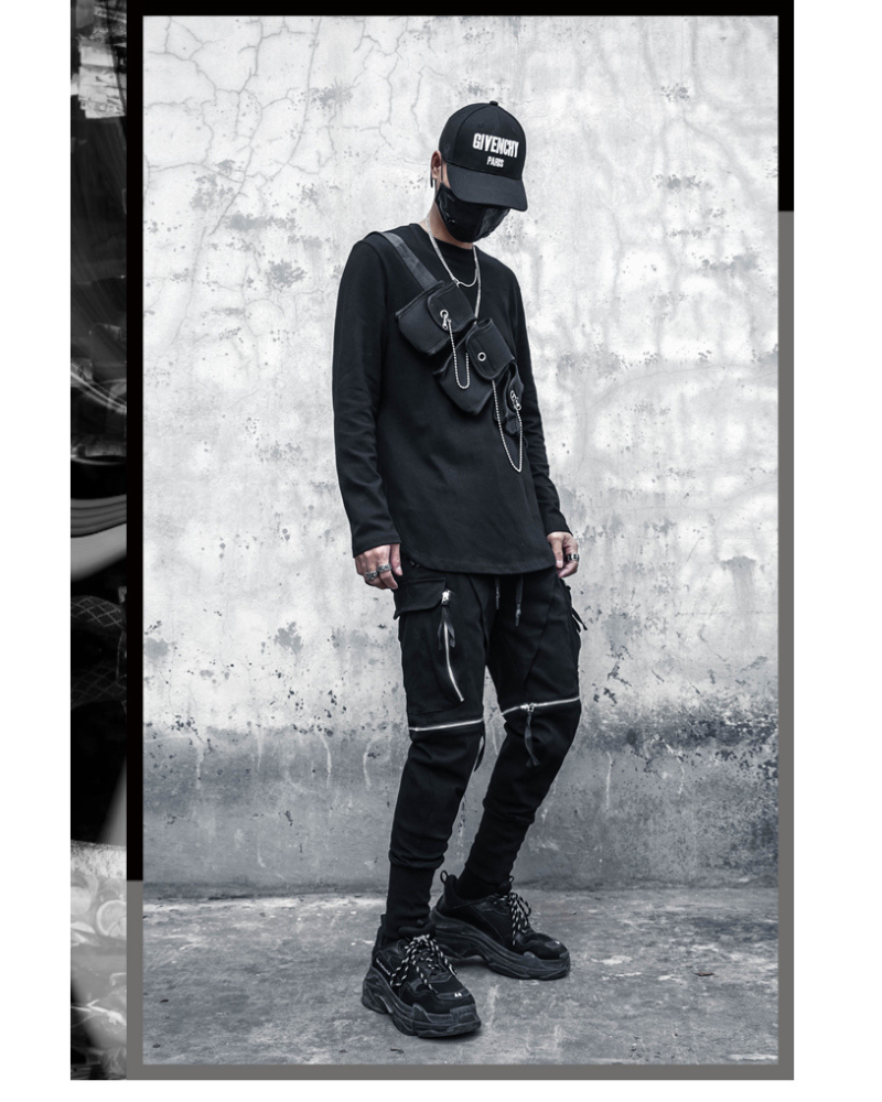 Streetwear Zipper Knee Cutout Cargo Pants