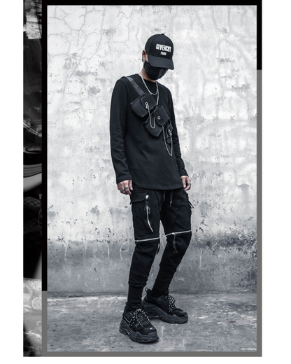 Streetwear Zipper Knee Cutout Cargo Pants