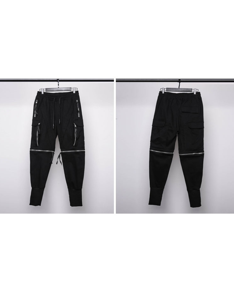 Streetwear Zipper Knee Cutout Cargo Pants