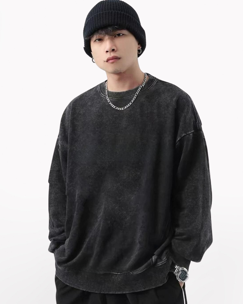 Streetwear Distressed Crewneck Sweatshirt
