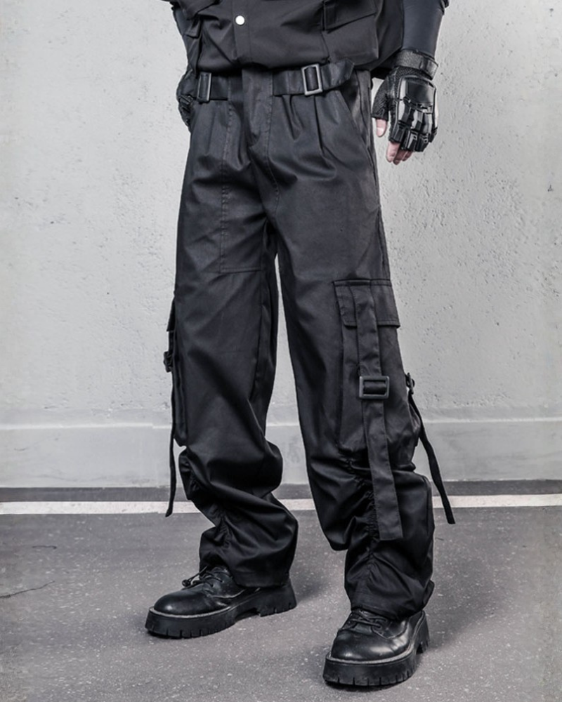 Streetwear Functional Wide-Leg Cargo Pants