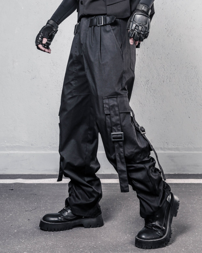 Streetwear Functional Wide-Leg Cargo Pants