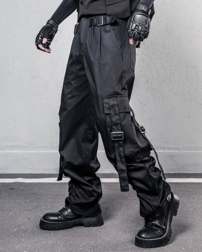 Streetwear Functional Wide-Leg Cargo Pants