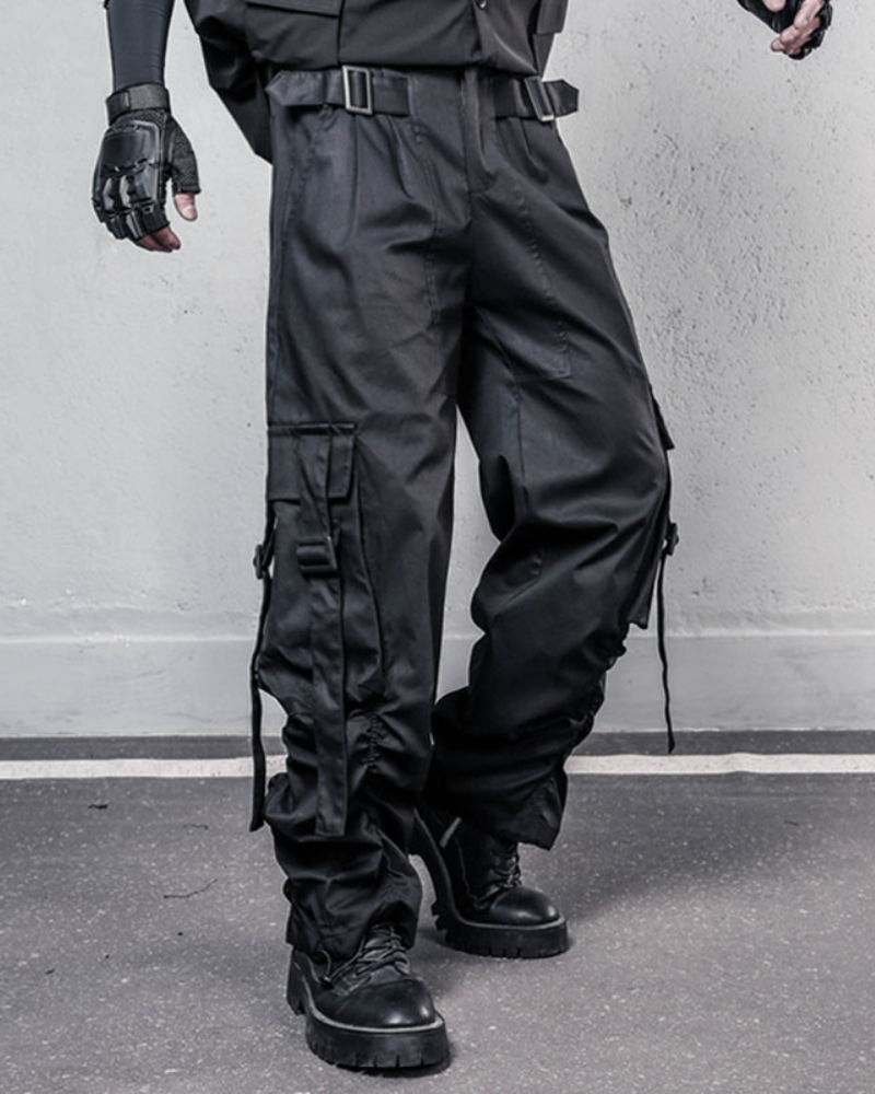Streetwear Functional Wide-Leg Cargo Pants