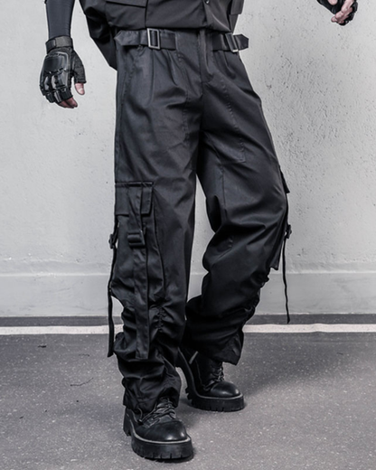 Streetwear Functional Wide-Leg Cargo Pants