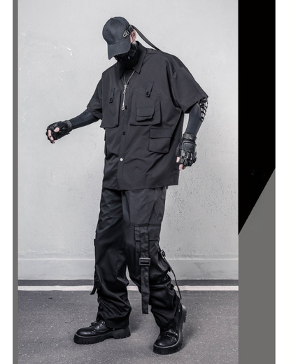 Streetwear Functional Wide-Leg Cargo Pants