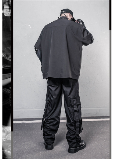 Streetwear Functional Wide-Leg Cargo Pants