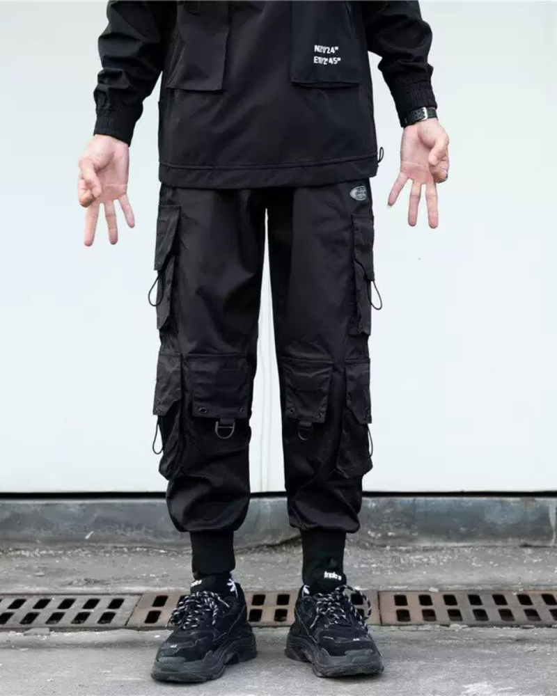 Streetwear Black Multi-Pocket Cargo Pants