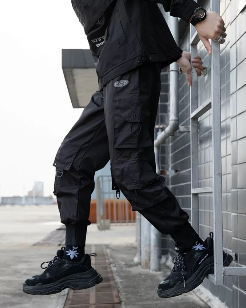 Streetwear Black Multi-Pocket Cargo Pants