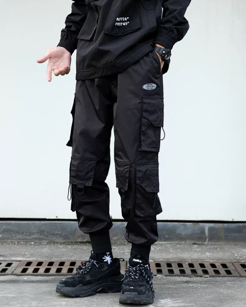 Streetwear Black Multi-Pocket Cargo Pants