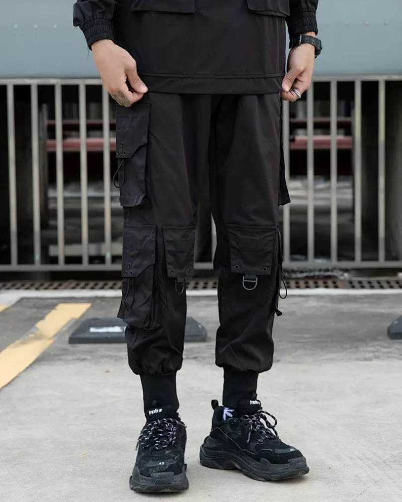 Streetwear Black Multi-Pocket Cargo Pants