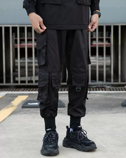 Streetwear Black Multi-Pocket Cargo Pants