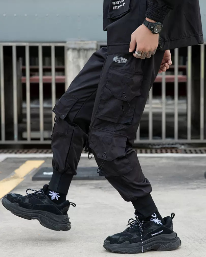 Streetwear Black Multi-Pocket Cargo Pants