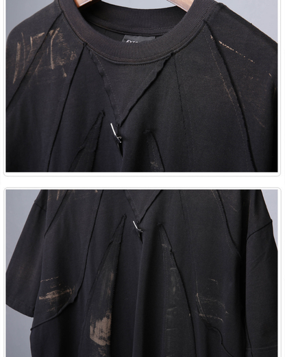 Streetwear Distressed Asymmetrical Cotton T-Shirt
