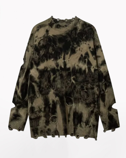 Streetwear Raw Edge Ripped Sweater