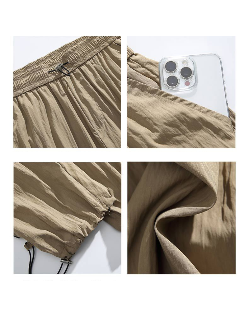 Summer Outdoor Ice Silk Pleated Drape Hiking Pants