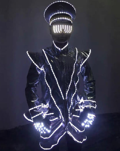 Rave Clothing Led Dj Performance Light-up Costume（Hat And Clothing）