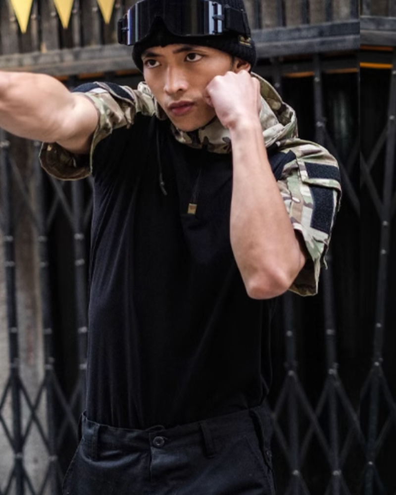 Outdoor Tactical Camo Hooded T-Shirt