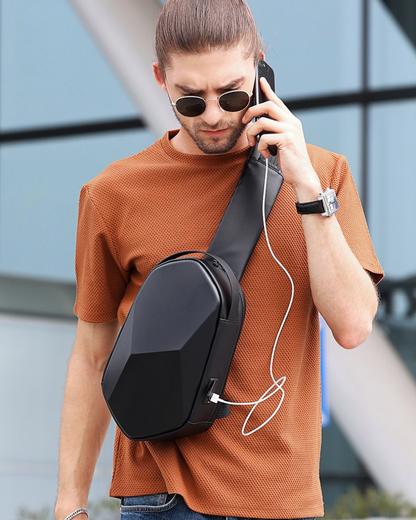 Tech Hard Shell Polyhedron Sling Backpack