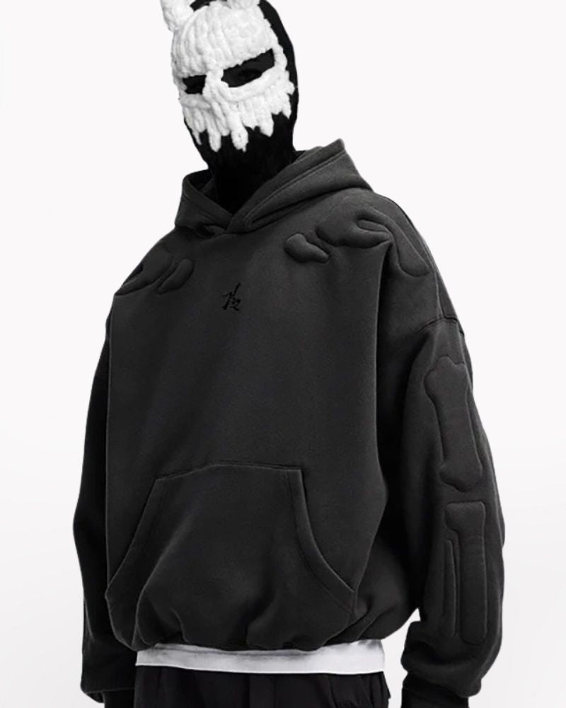 Street 3D Bone Print Thick Hoodie