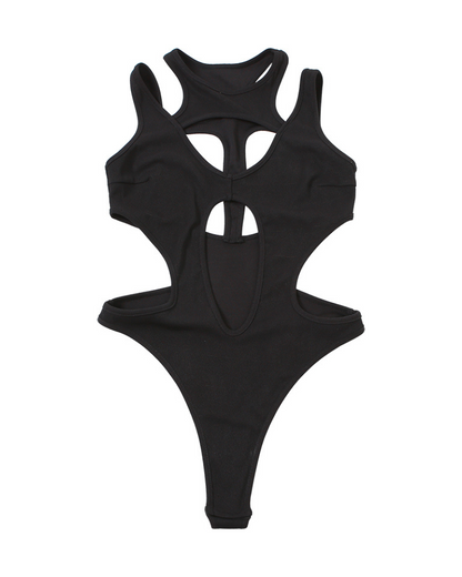 Techwear Black Cut-out Bodysuit