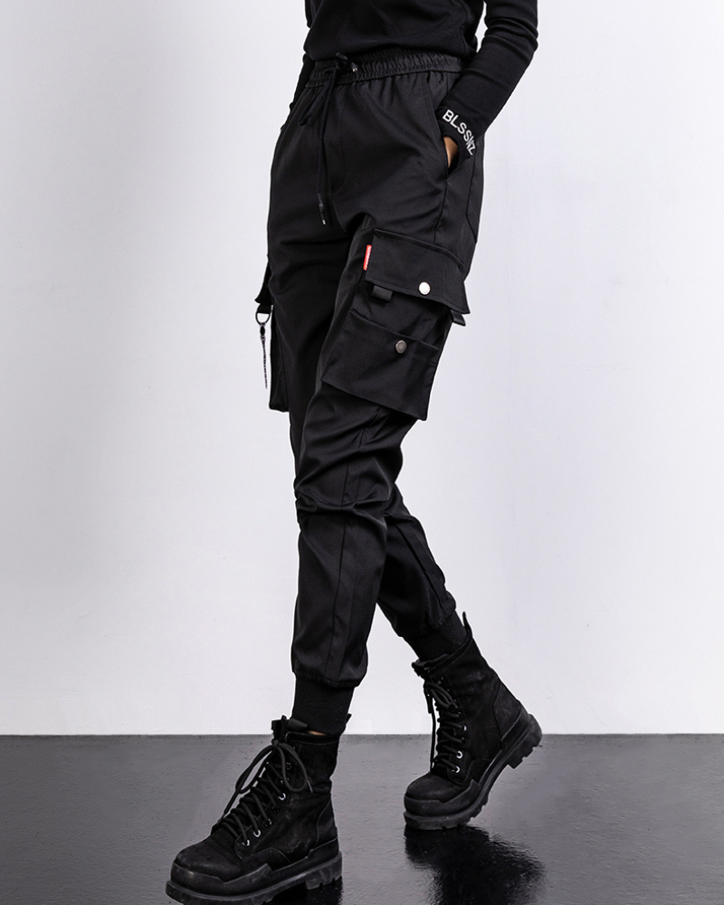 Techwear Black Slim Women Cargo Pants