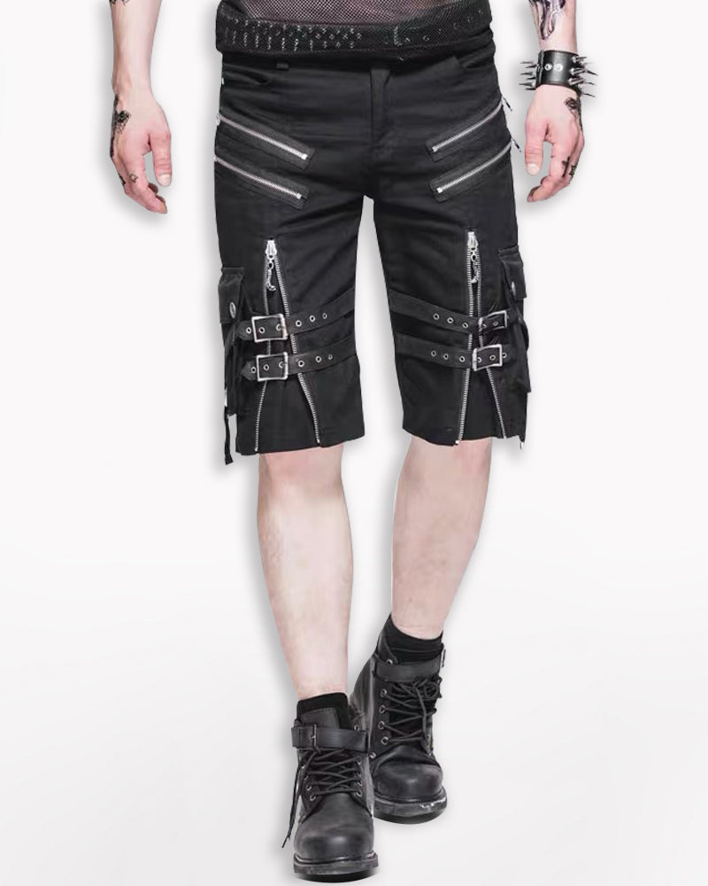 Techwear Black Zipper Punk Shorts