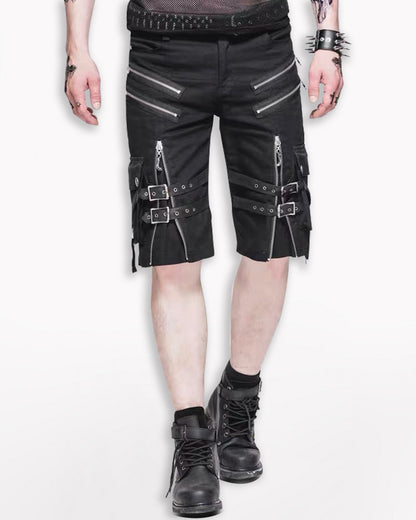 Techwear Black Zipper Punk Shorts