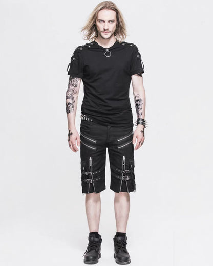 Techwear Black Zipper Punk Shorts