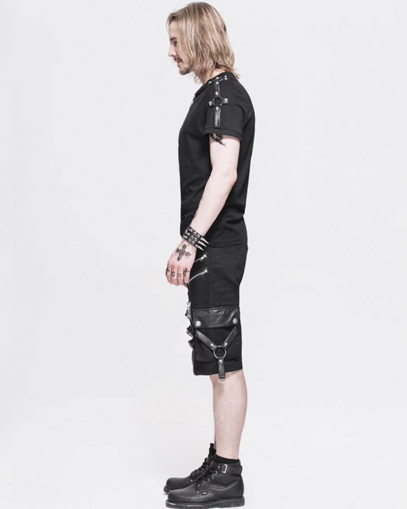 Techwear Black Zipper Punk Shorts