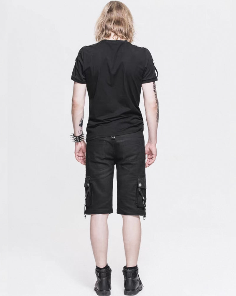 Techwear Black Zipper Punk Shorts