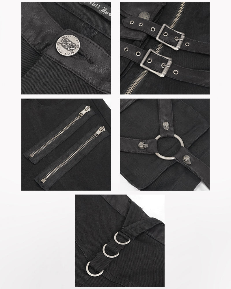 Techwear Black Zipper Punk Shorts