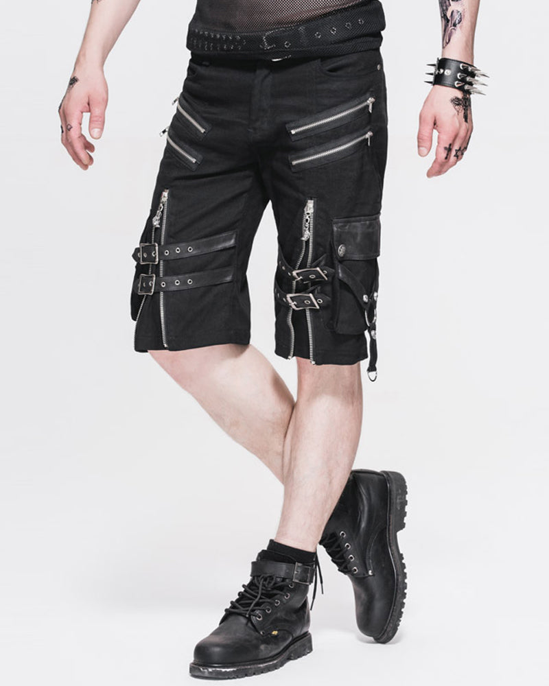 Techwear Black Zipper Punk Shorts