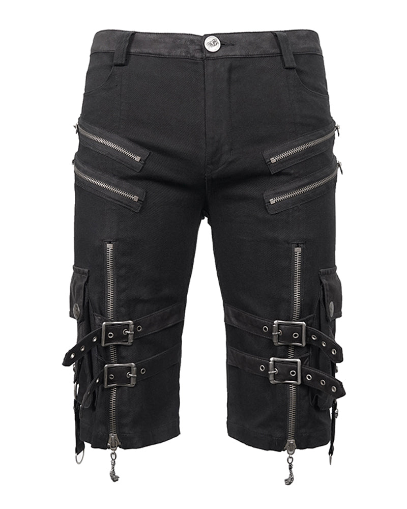 Techwear Black Zipper Punk Shorts