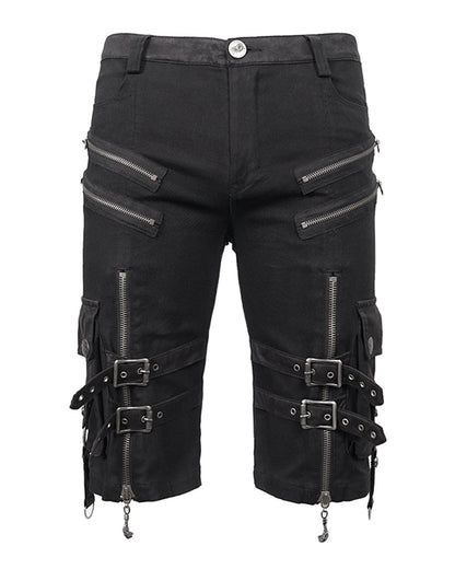 Techwear Black Zipper Punk Shorts