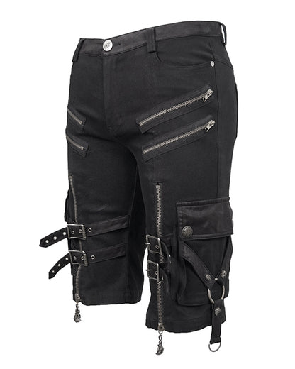 Techwear Black Zipper Punk Shorts