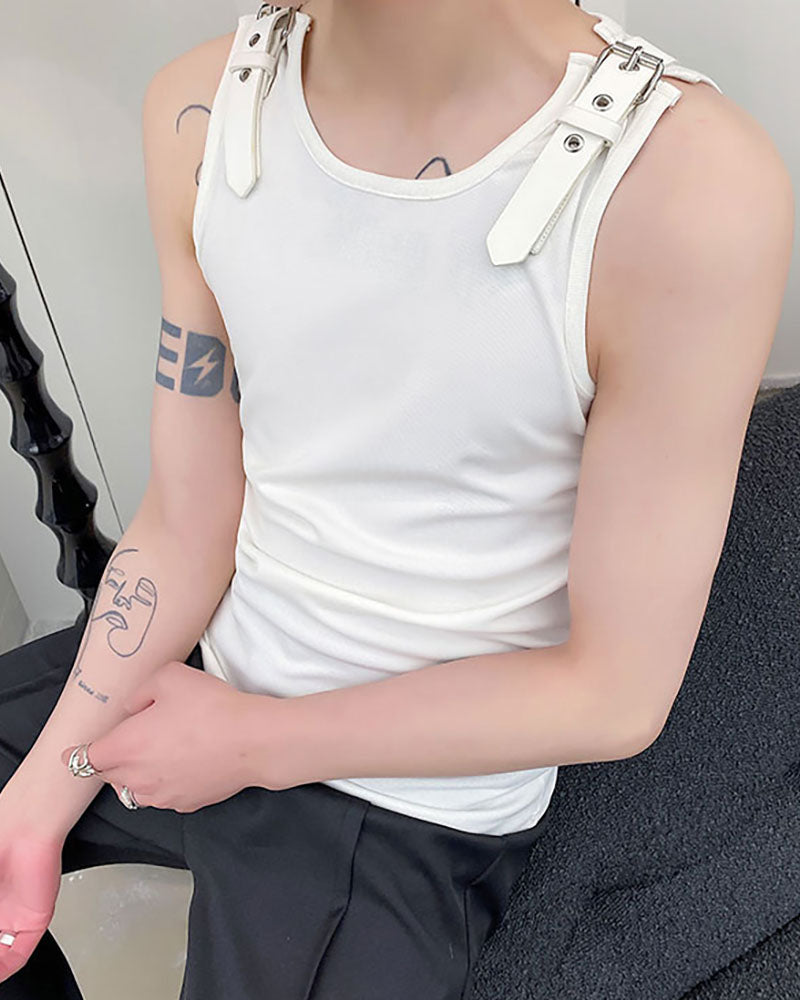 Techwear Sleeveless Strap T-Shirt | Muscle Shirt